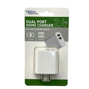 Home Wall Travel Charger w/ 2-PORT USB Dual USB Ports 2.4 5V New Factory Sealed‎